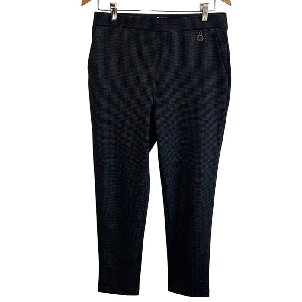 Calvin Klein women's hound tube pants pull on stretch waist black gray ‎ Dress M